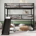 Queen Over Queen Triple Bunk Bed with Slide - Metal Frame