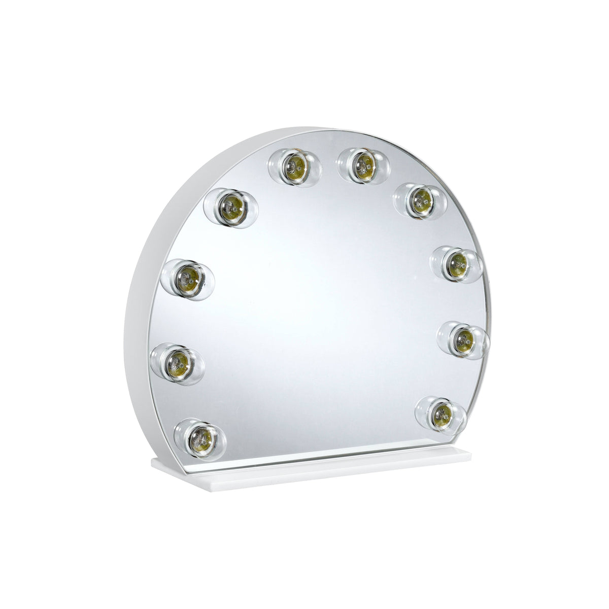Hollywood Vanity Mirror with Contemporary Metal, Wood & Mirror Construction - White