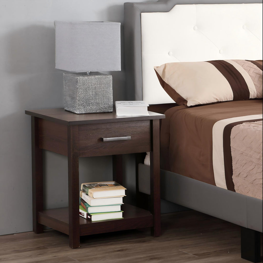 Accent Nightstand with Smooth Roller Drawer Glides - Gray, Light Brown, or Dark Brown