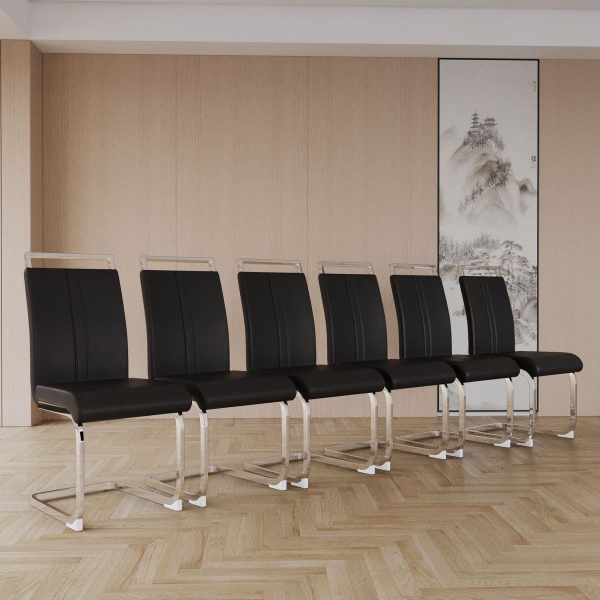 Modern Dining Chairs with Padded Seat and High Back - Black, White, or Dark Gray