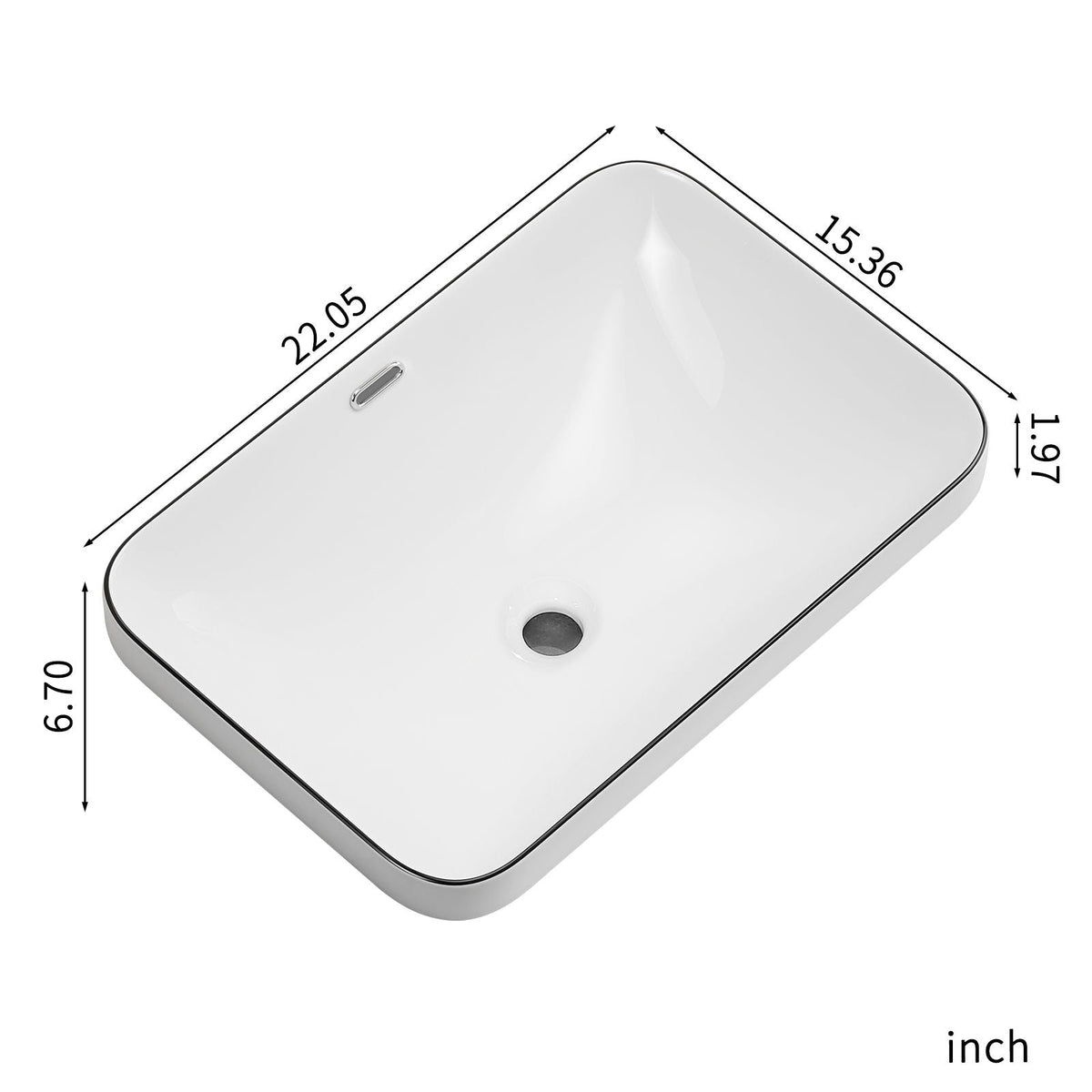 Milk White / Black Undermount Bathroom Sink with Flush-Mount Basin