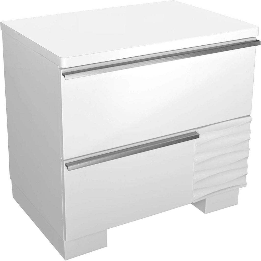 White 2 Drawer Nightstand with Lacquer Finish