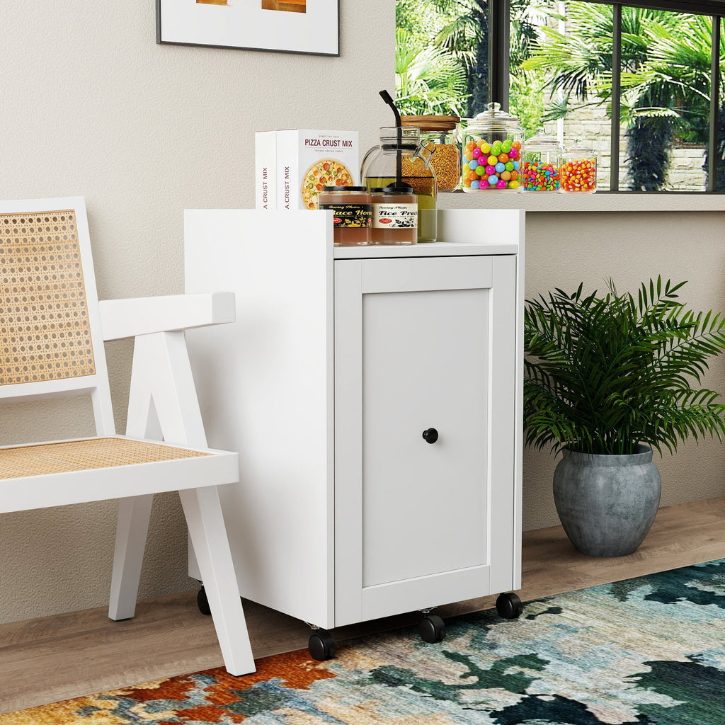 Sliding Snack Cabinet Organizer with Wheels - Particle Board