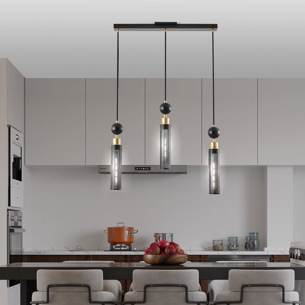 Modern Pendant Chandelier with Adjustable Lighting - Black & Gold