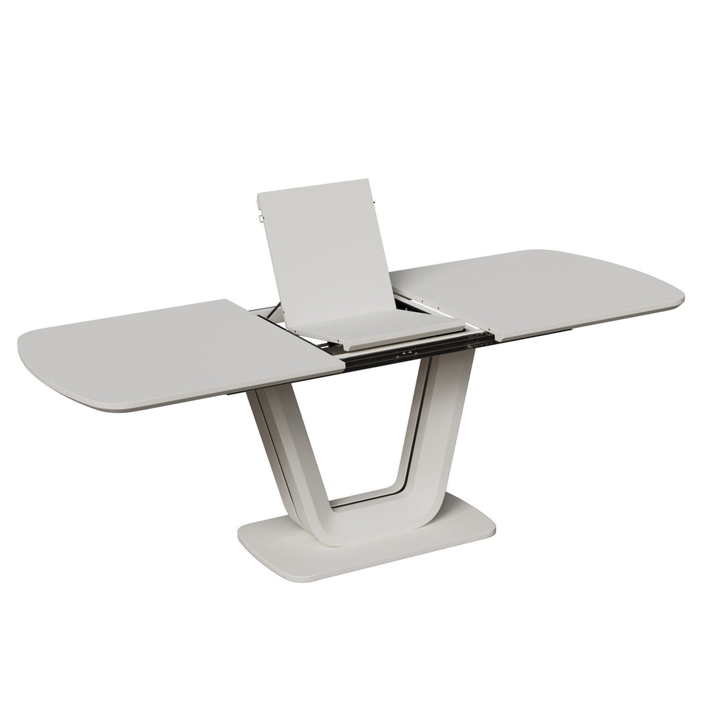 Modern Industrial Style Expandable Dining Table with U-Shaped Legs - Antique Gray White