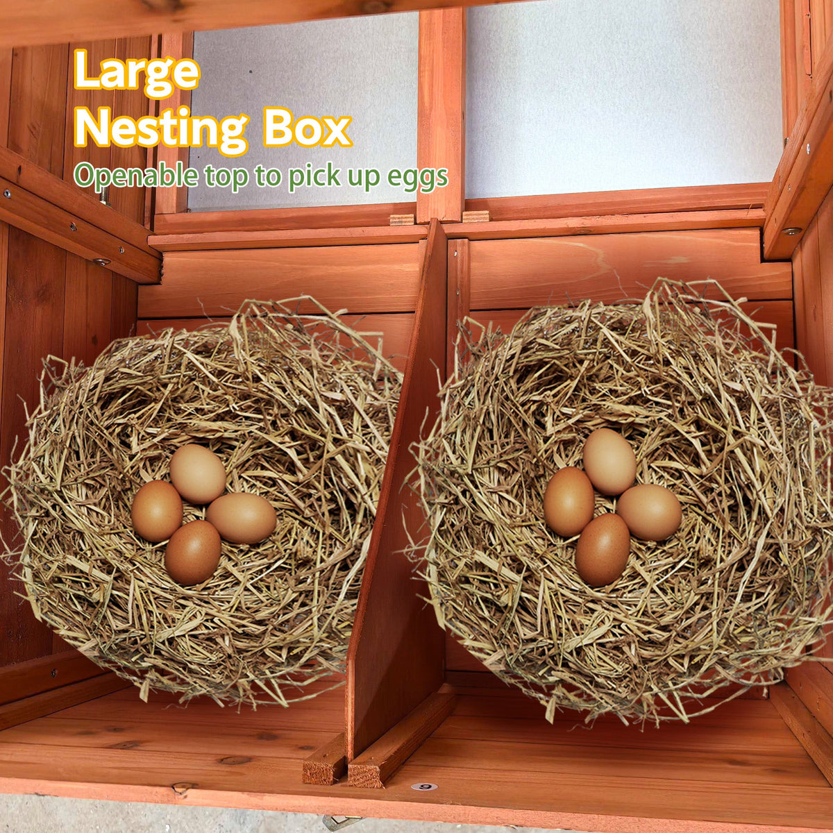 70" Large Wooden Chicken Coop with Nesting Boxes - Brick Red