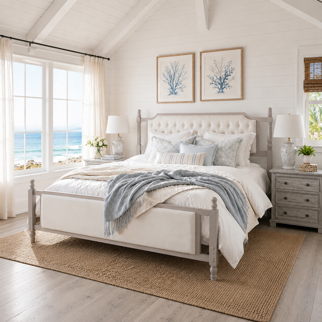 Queen Size Upholstered Platform Bed with Button Tufted Velvet Headboard - Taupe or Brown