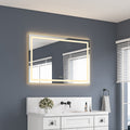 48" x 32" LED Bathroom Mirror with Front and Backlight - Brushed Gold or Gun Ash