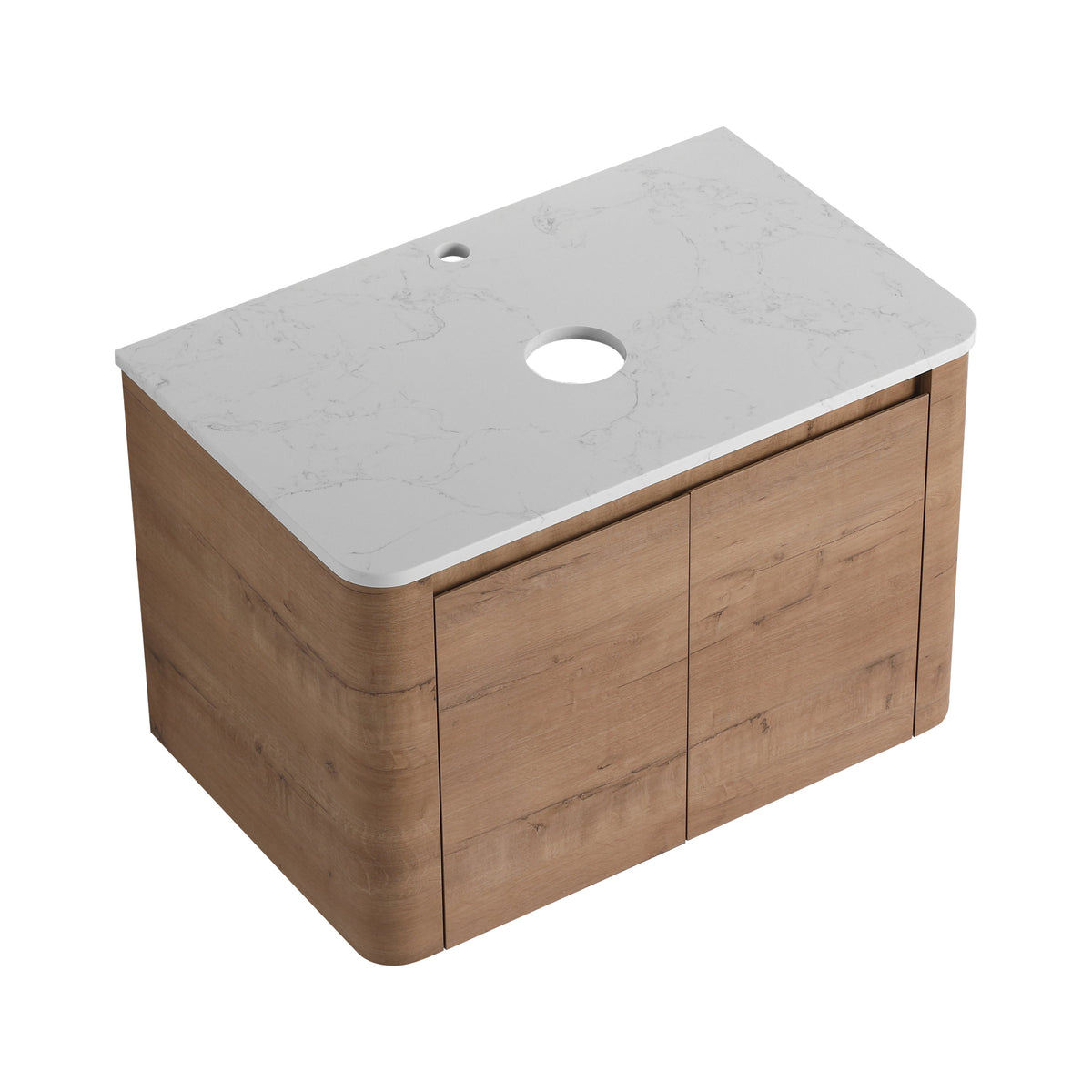 30" Wall-Mounted Bathroom Vanity with Soft-Close Doors - Imitative Oak