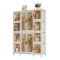 Portable Wardrobe Closet Storage Organizer with Magnetic Doors - White