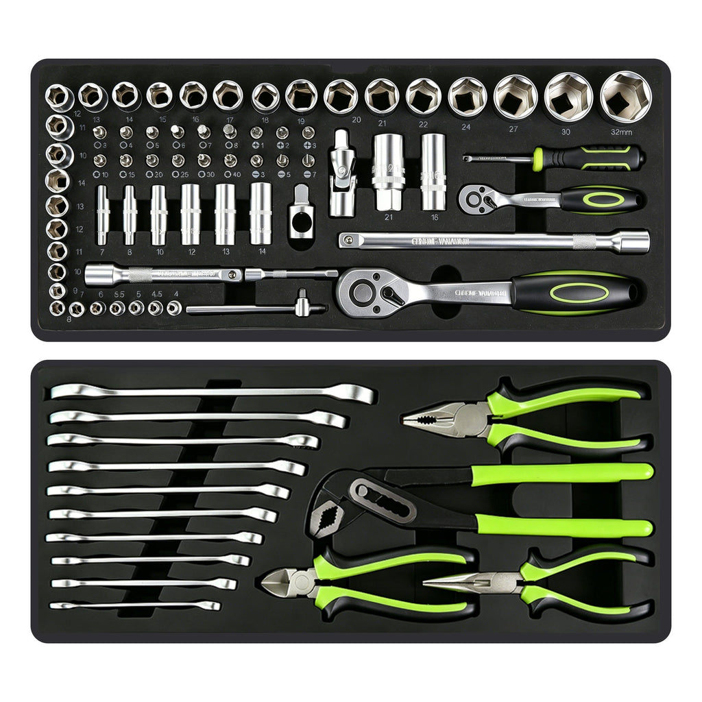 465-Piece Mechanics Tool Set with 3-Drawer Metal Box - Black & Blue