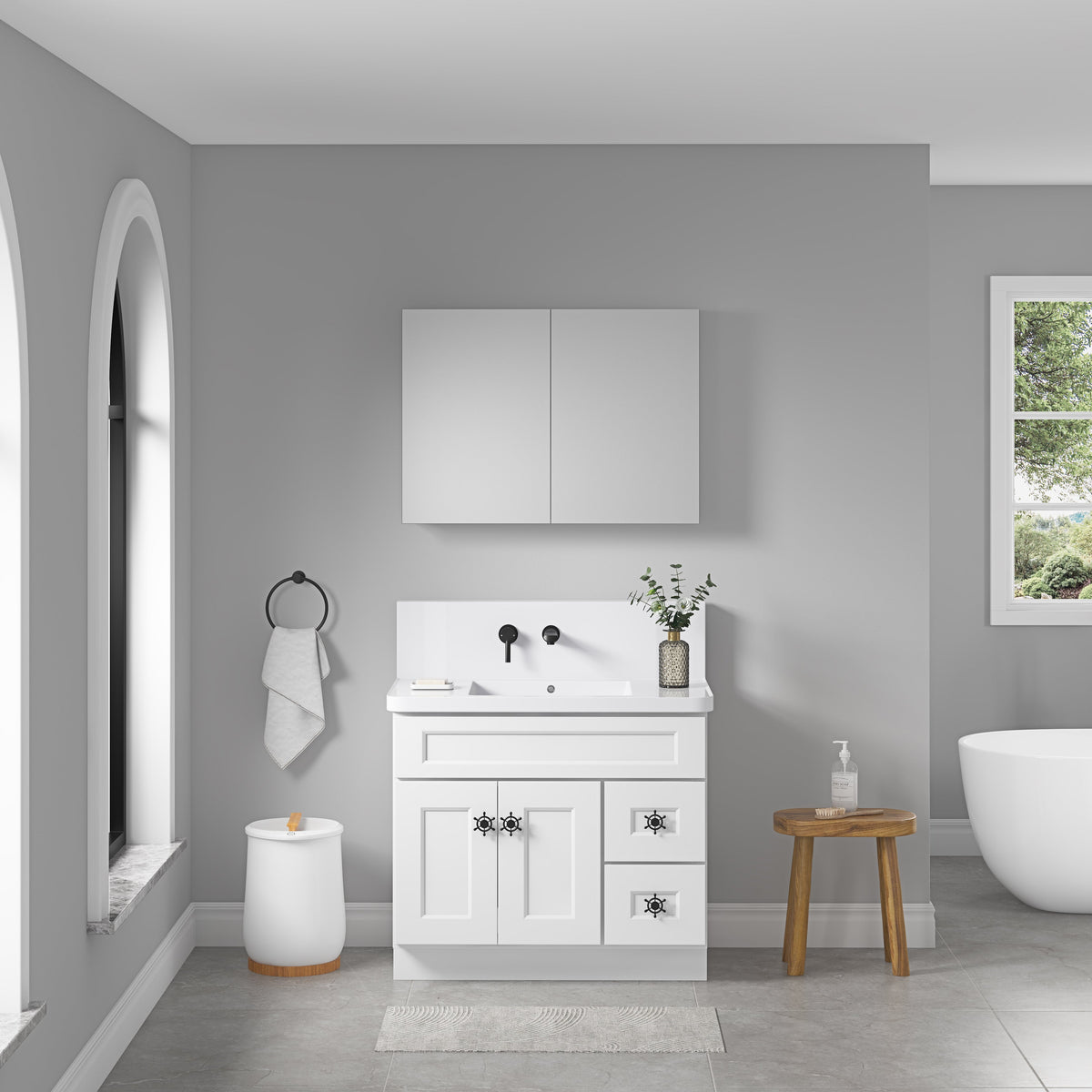 36" W x 26" Surface Frameless Mirror Medicine Cabinet with Soft-Closing Hinges