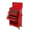 8-Drawer High-Capacity Rolling Tool Chest with Multi-Level Storage - Red