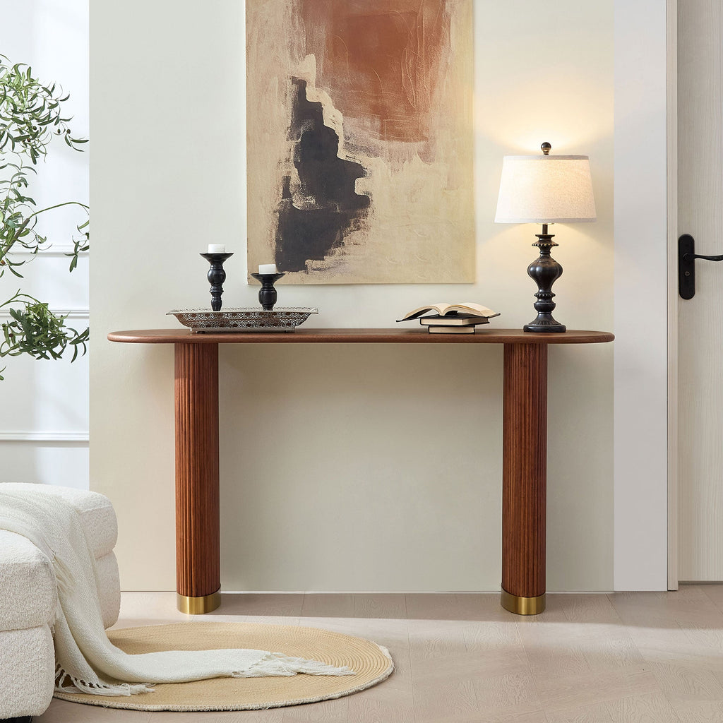 Modern Entryway Console Table with Stainless Steel Legs - Brown or Black