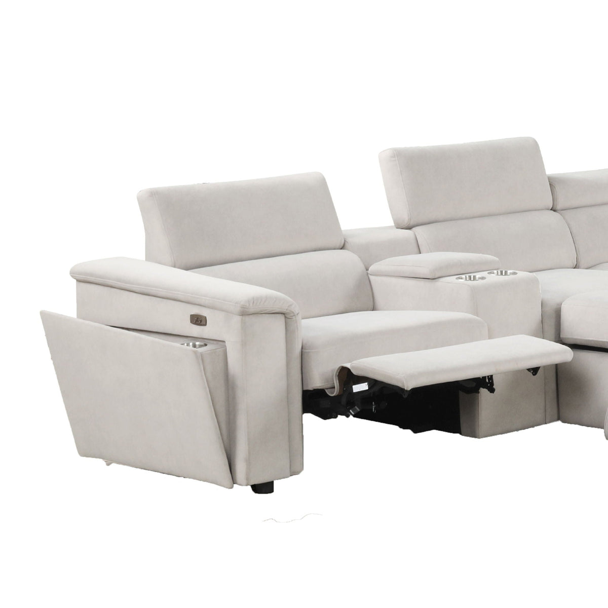 Power Recliner Sleeper Sectional with Adjustable Headrest and Storage - Dark Gray or Beige