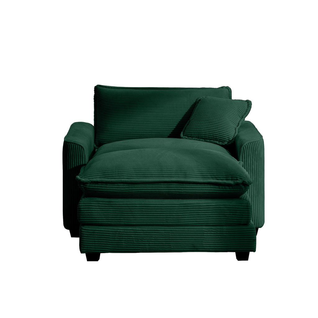 Modern Comfortable Single Chair & Ottoman with Deep Seat - Multiple Colors