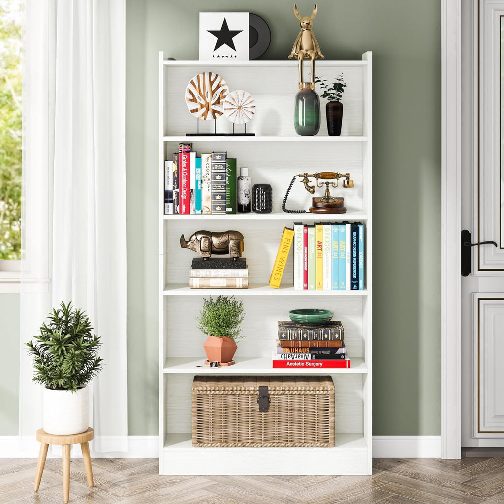 Library Bookshelf With Storage - Multiple Heights Available - White or Black