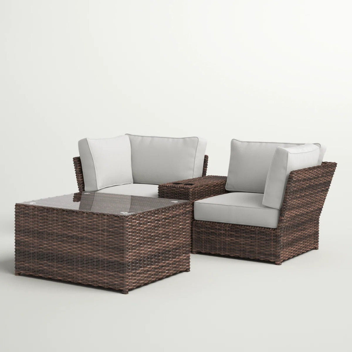 Modern Patio Rattan Sectional Set with Cushions - Multiple Colors