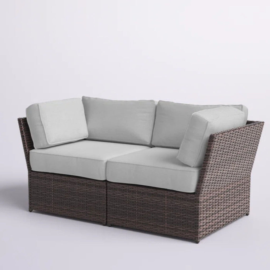 Outdoor Wicker Loveseat with Cushions - Brown