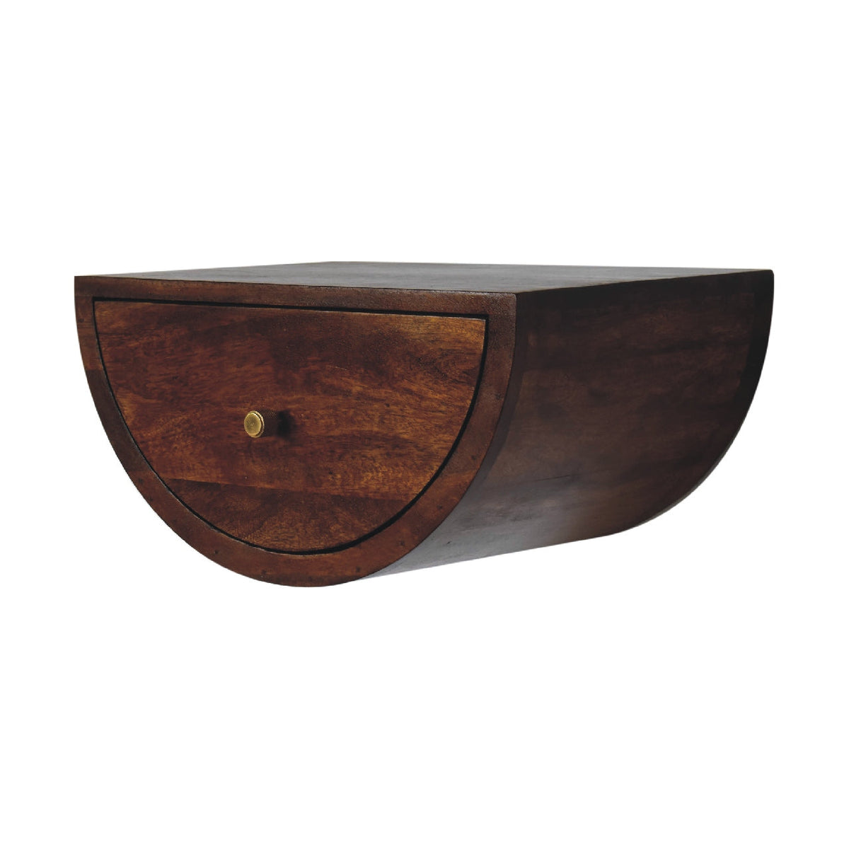 Solid Wood Crescent Floating Nightstand with Drawer - Chestnut