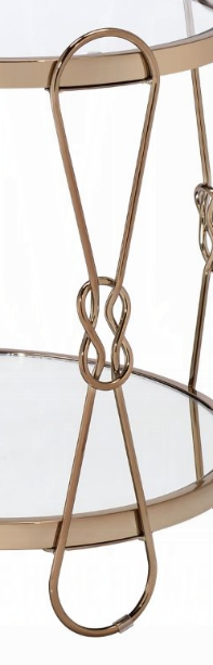 Mirrored End Table with Drum Design - Champagne Finish