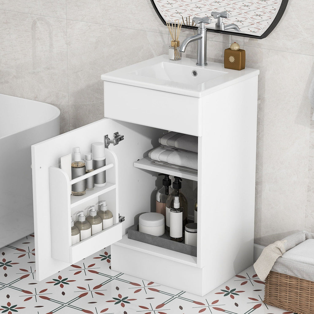 Bathroom Vanity with Sink and Adjustable Shelf - Multiple Colors