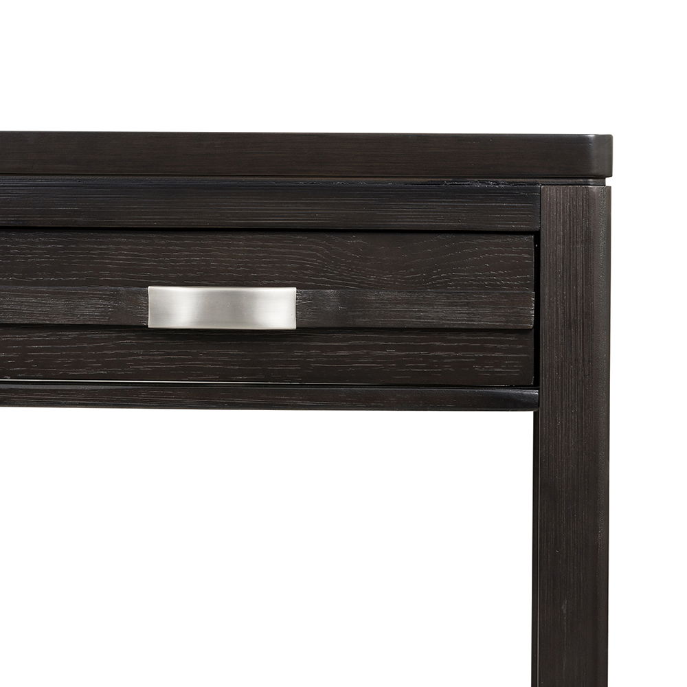 Elegant Dark Brown End Table with Storage Drawer and Shelf