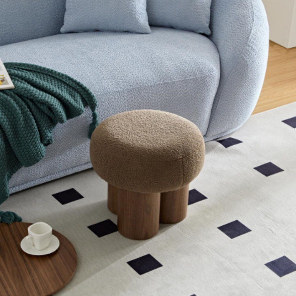 Versatile Mushroom Stool Ottoman with Cushion - Dark Brown, White, Beige