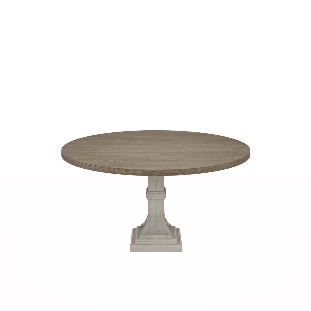 Round 5 Piece Dining Table Set with Pedestal Base - White And Gray