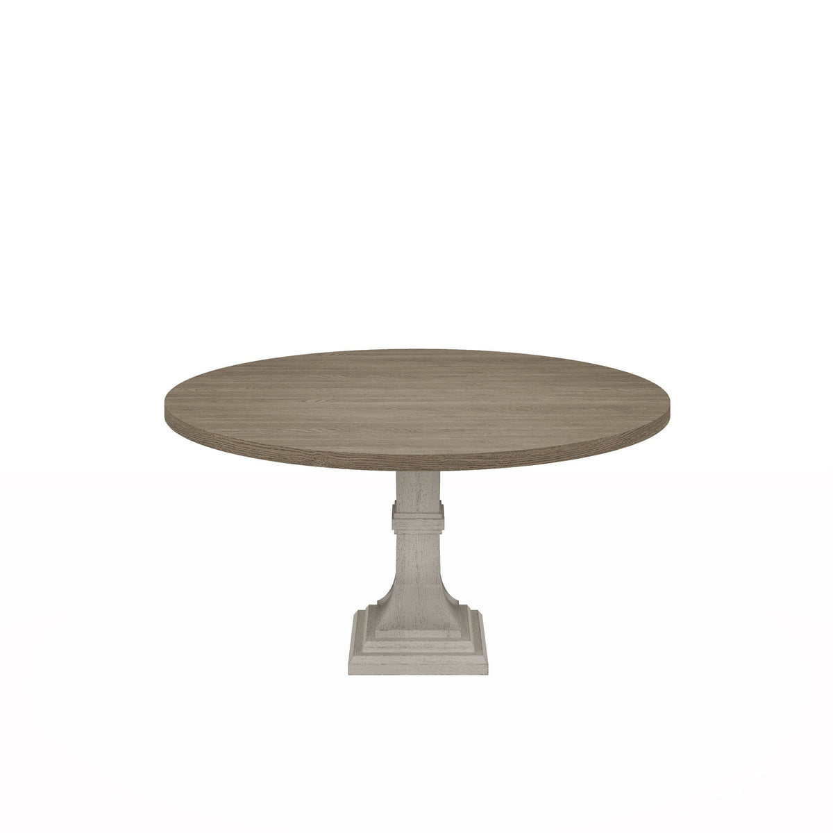 Round 5 Piece Dining Table Set with Pedestal Base - White And Gray