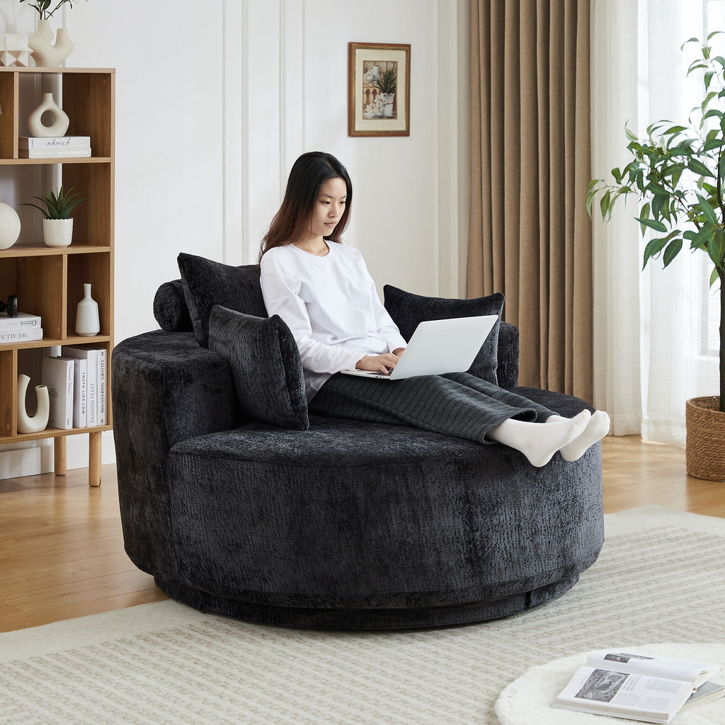 Swivel Sleeper Chair with Supportive Pillow and 360° Base - Multiple Colors