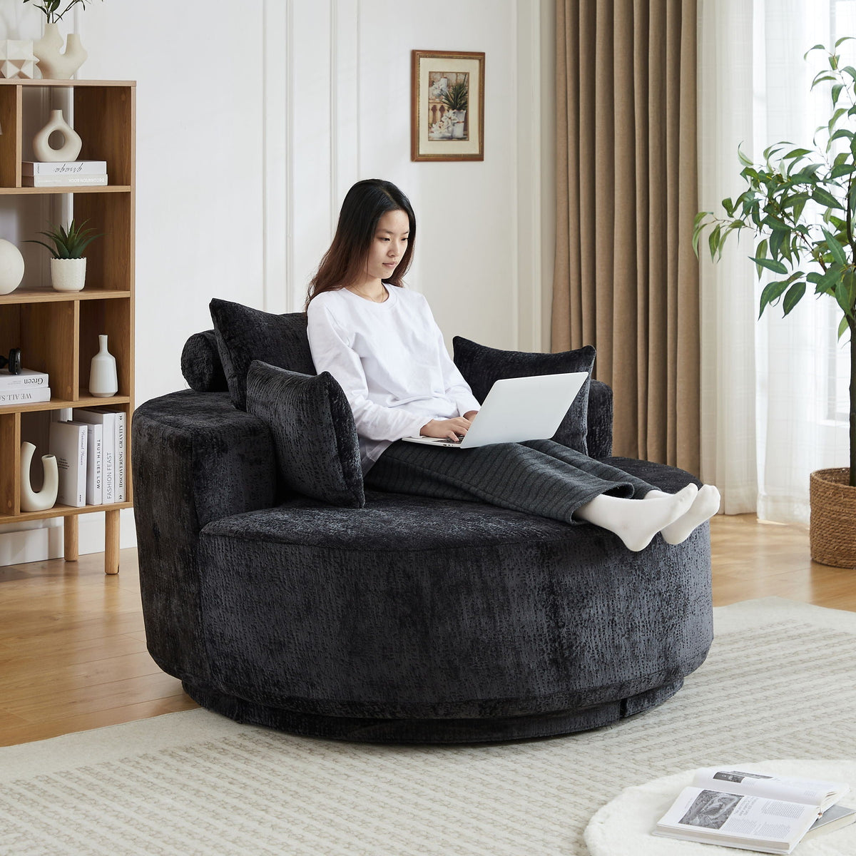 Swivel Sleeper Chair with Supportive Pillow and 360° Base - Multiple Colors