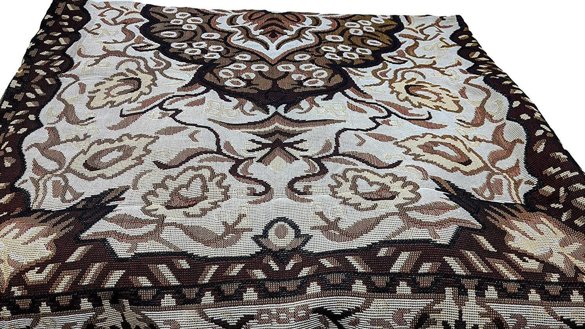 DaDa Bedding Elegant Tapestry Throw Blanket, Golden Persian Style Rug Ornate Floral - 50” x 60” (7175)