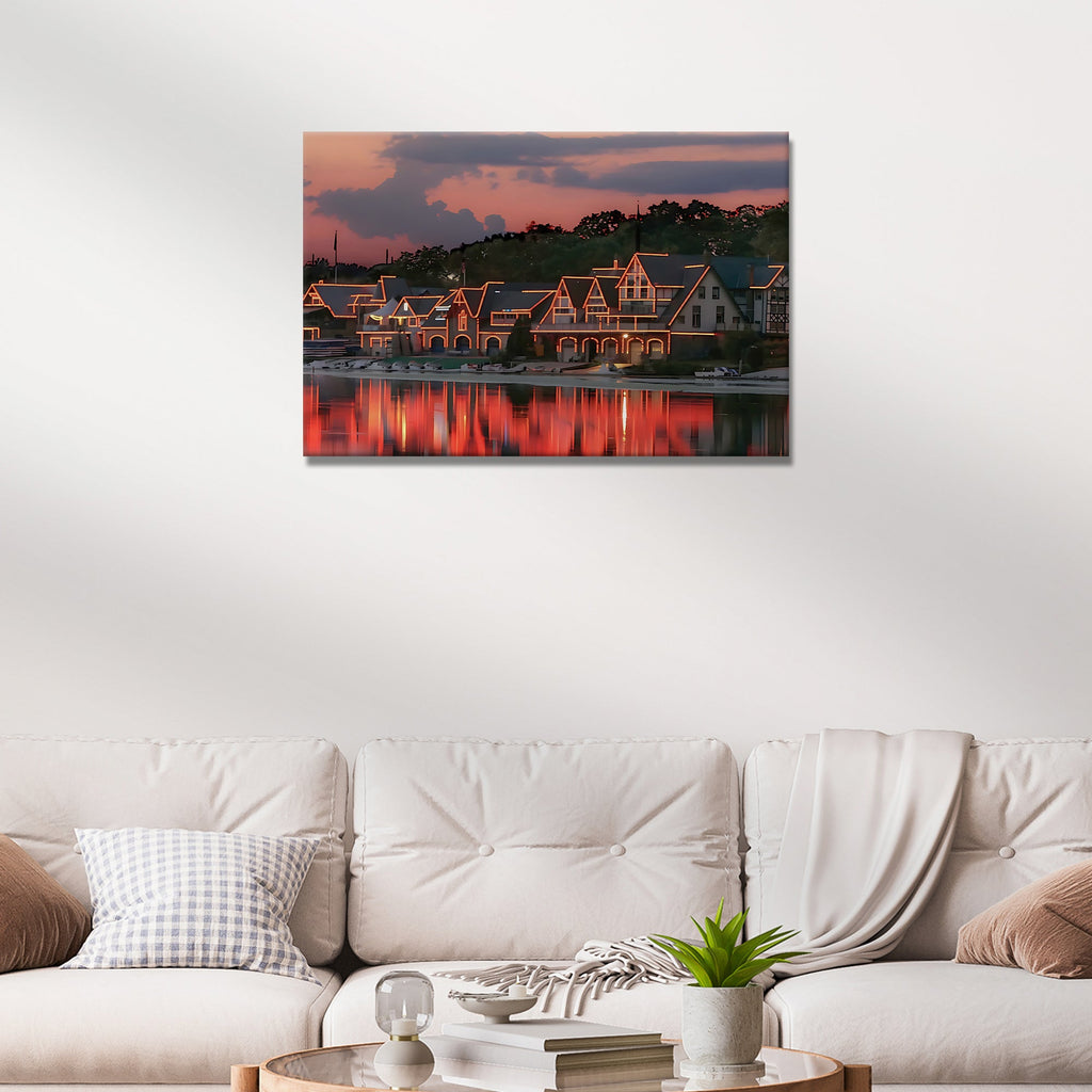 Houses Philadelphia Boathouse Row Canvas Wall Art