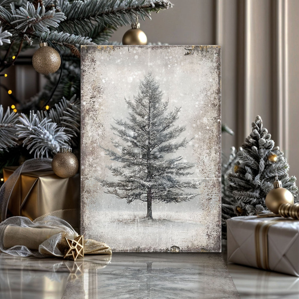 Vintage Christmas Tree Wall Art X