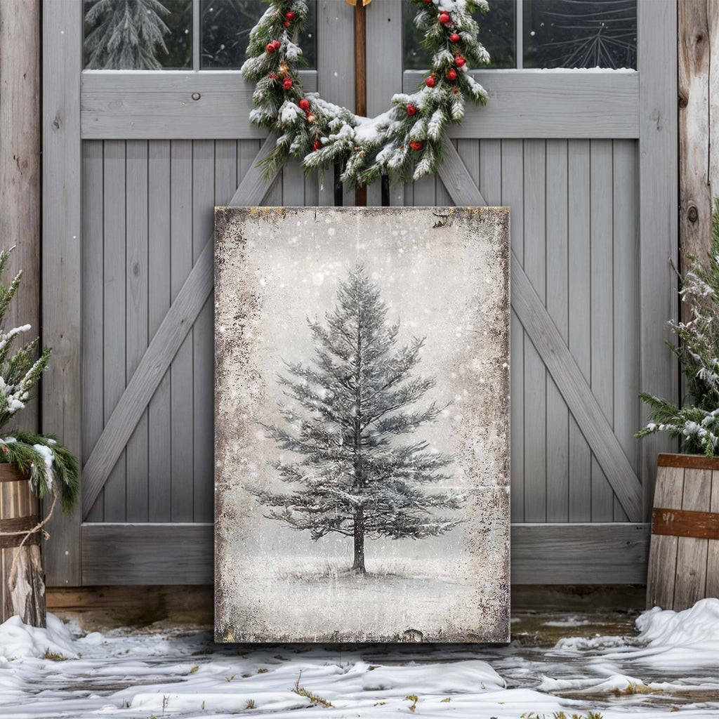 Vintage Christmas Tree Wall Art with Free Mystery Gift