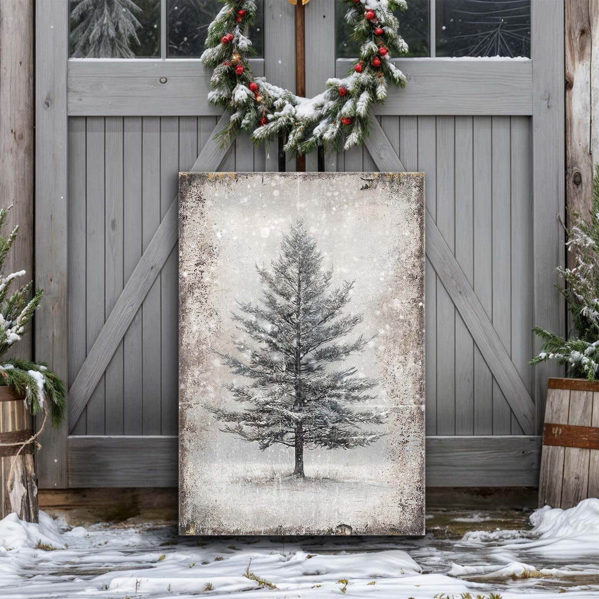 Vintage Christmas Tree Wall Art X