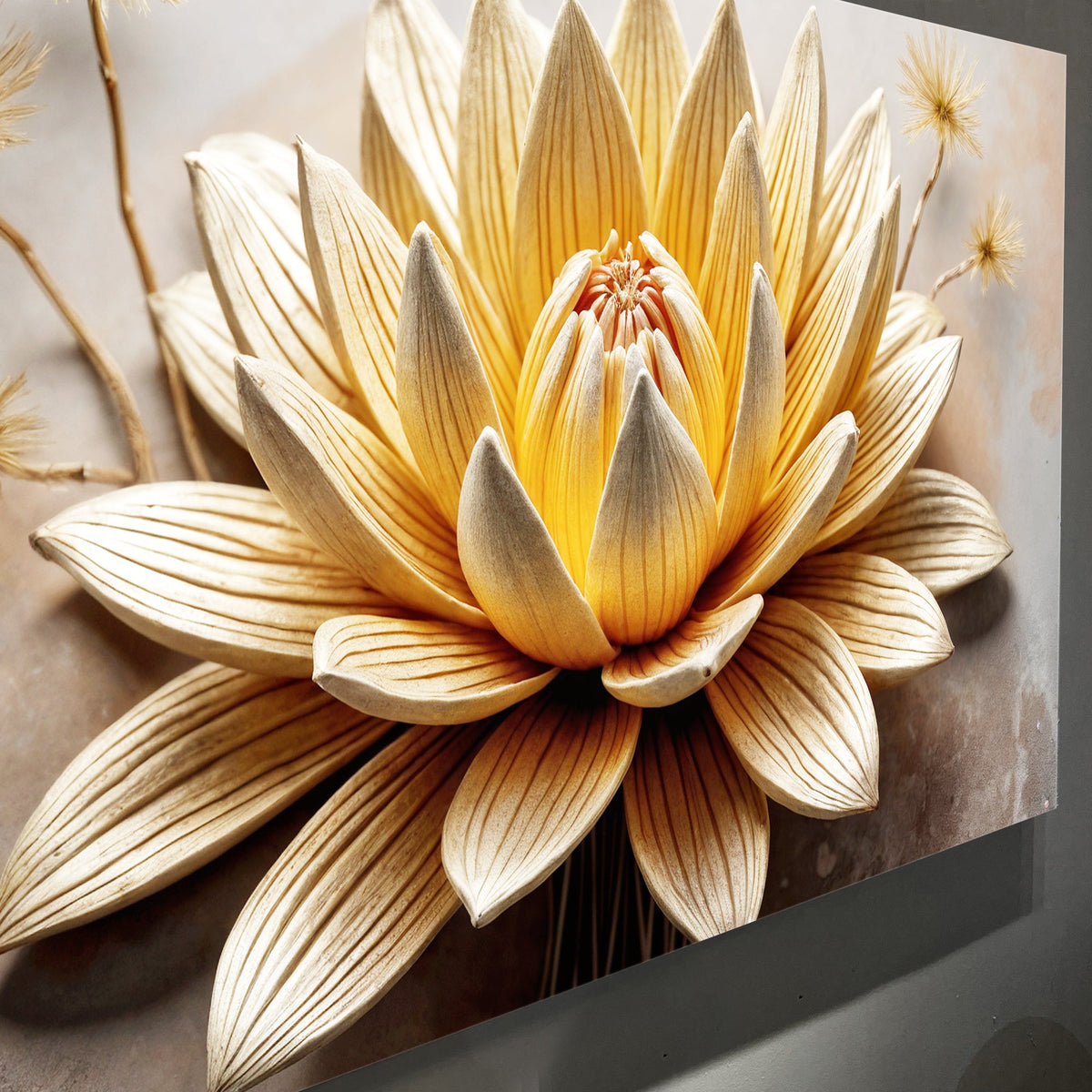 Golden Lotus Minimalist Abstract Wall Art II