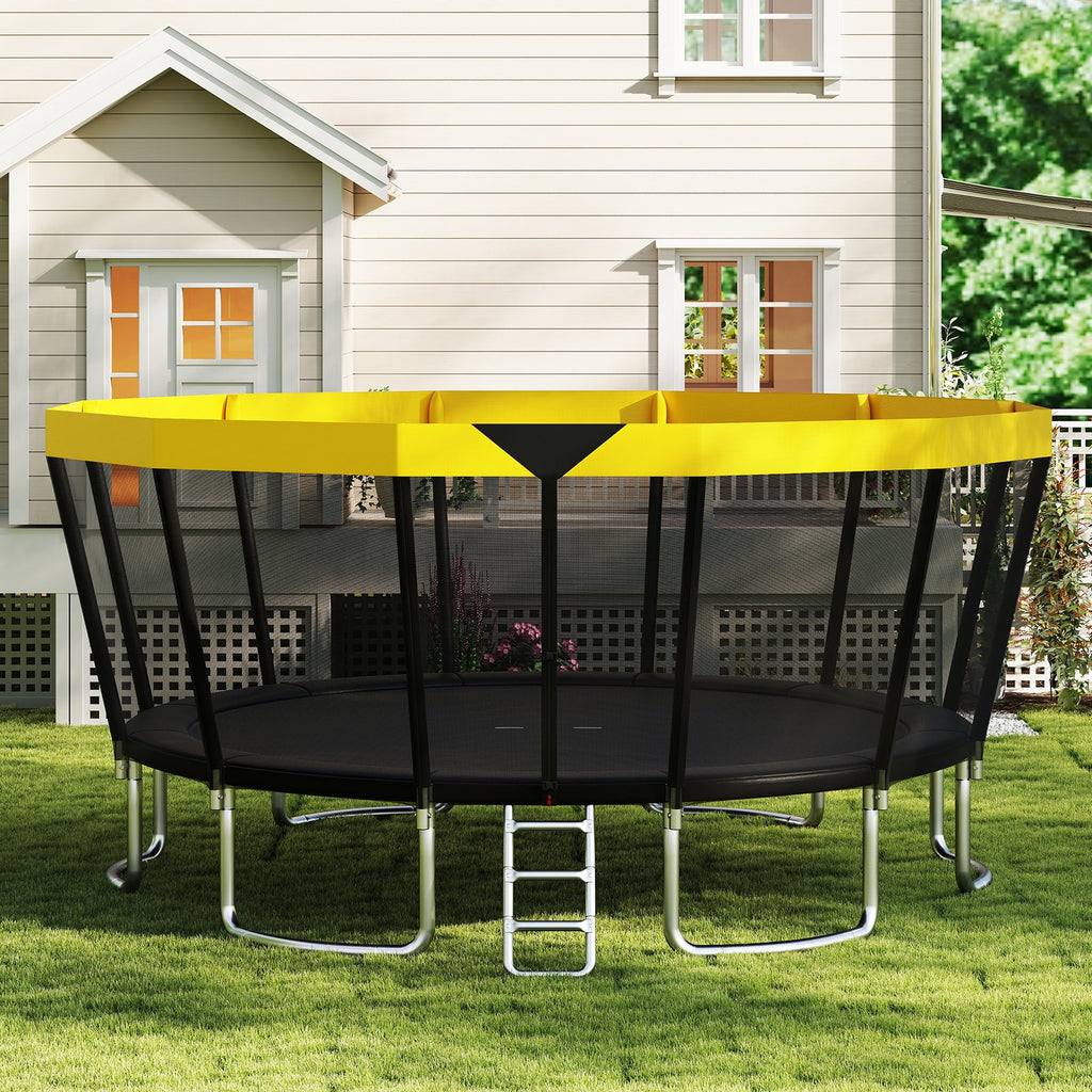 ASTM Compliant Recreational Trampoline with Non-Slip Ladder-Yellow