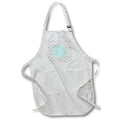 3dRose Letter K Grey and white Chevron with Mint monogram personal initial K - Aprons (apr_316336)