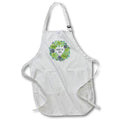 Apron - Succs to Succ in dark green written in a succulent wreath on white. Stamp City - typography