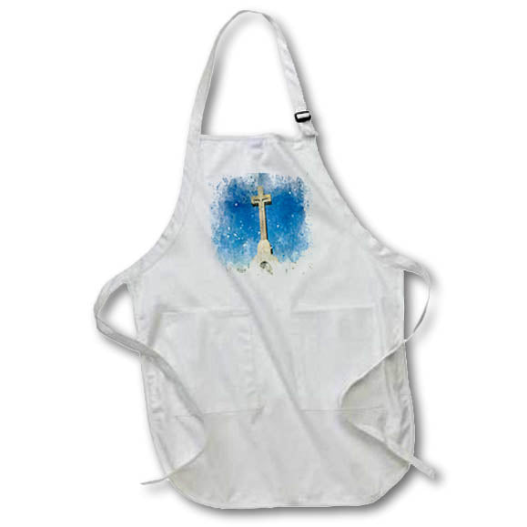 Apron - Church Cross Architecture Image Of Watercolor Image Of Watercolors