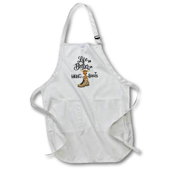 Apron - Cute Funny Life is Better in Hiking Boots with Moose in Boot Sports and Hobbies
