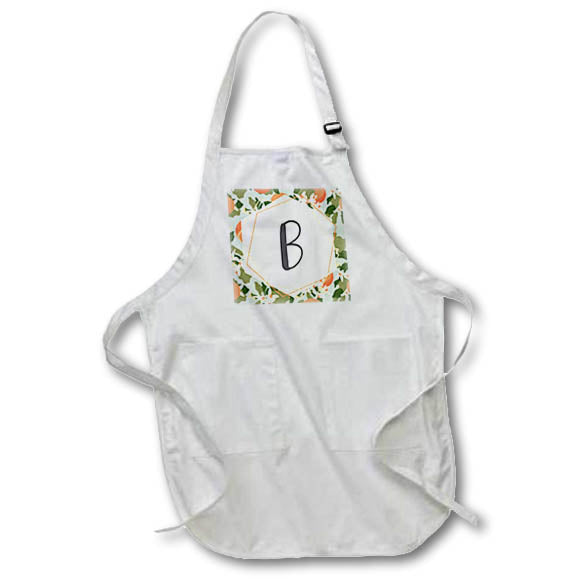 Apron - B - Orange Blossom Mint Monograms Designs Monogram Collection