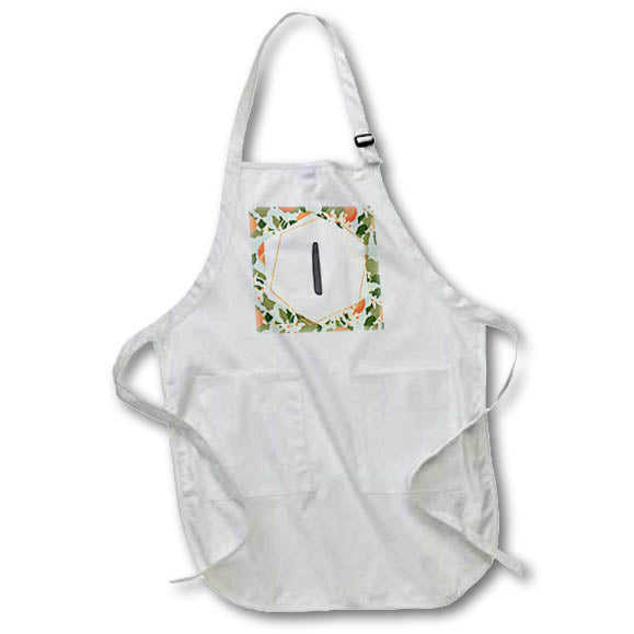 Apron - I - Orange Blossom Mint Monograms Designs Monogram Collection