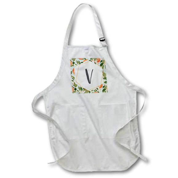 Apron - V - Orange Blossom Mint Monograms Designs Monogram Collection