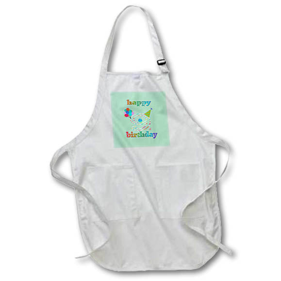 Apron - Happy 9th Birthday, Cupcake with Candle, Balloons, Hat, Colorful Birthday Design
