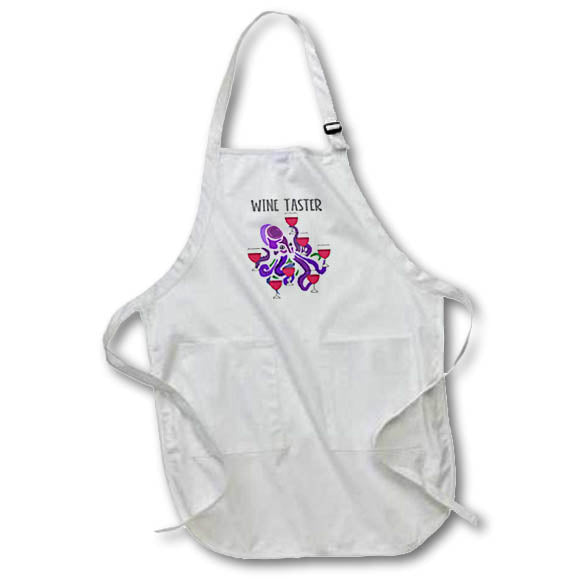 Apron - Funny Cool Purple Octopus Wine Taster Drinking Red Wine Funny