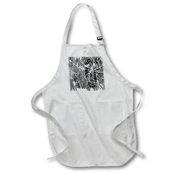 Apron - Hand Drawn Halloween Spider Web In White On Black Background Vector Art - Grunge Spider Web