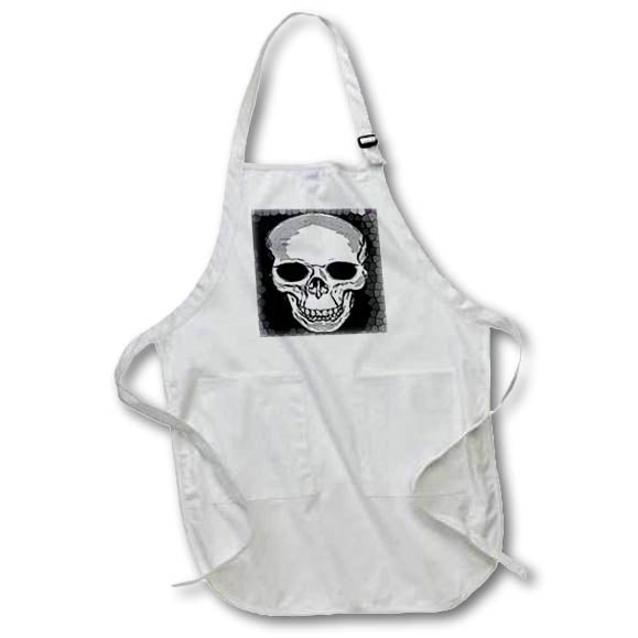 Apron - Vector Skull Tattoo With Grungy Geometric Background Vector Art - Skull In Geometric Border